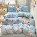 Axyaa Knitted Cotton 4-Piece Floral Dorm Set - Small Fresh Design