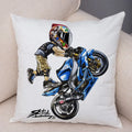 Axyaa Extreme Sports Motorcycle Pattern Cushion - Cartoon Design for Home & Car