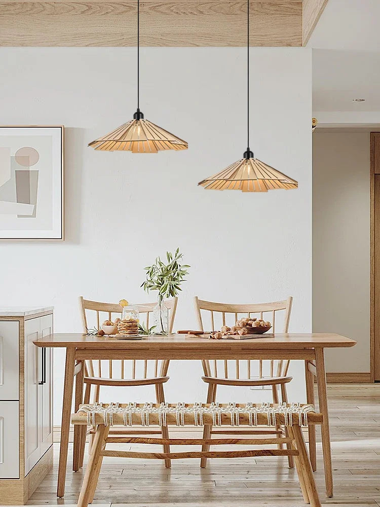 Axyaa Wooden Dining Pendant - Retro Walnut, Home Decor Lamp for Bedroom, Study, Bar, Cafe