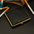Axya Stylish Leather Cigarette Case with Copper Clip, Gift Box - Holds 18-20 Cigarettes