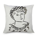 Axyaa Minimalist Matisse Portrait Linen Pillow Case, Sofa Decor, Simple Line Drawing