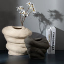 Axyaa Ceramic Stripe Vase: Home Decor Porcelain Craft for Flower Arrangements