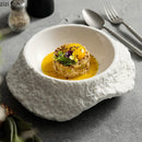 Axyaa Irregular Rock Texture Ceramic Double Layer Soup Plate - Set of 1