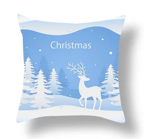 Axyaa Blue Ornament Pillowcase: Festive Home Decor Cushion Cover for Christmas & New Year