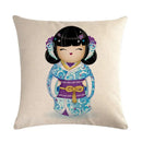 Axyaa Geisha Kimono Linen Pillow Cover for Home and Car Decoration
