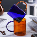 Axyaa Amber & Blue Glass Coffee Mug 380ml - Heat Resistant Nordic Cup
