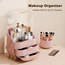 Axyaa Vanity Makeup Organizer with Lid, Drawers - Cosmetics Skincare Display Case