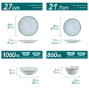 Axyaa Green Embossed Stoneware Tableware Set Service for 4/8/12
