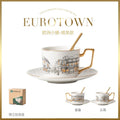 Axyaa Ceramic Coffee Cup and Dish Set: European Town Theme, English Style, Retro Design