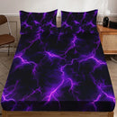 Axyaa Purple Lightning Fitted Sheet Set: High-Definition Print, All-Season, Breathable, Durable