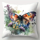Colorful Butterflies & Floral Watercolor Design Cushion Cover for Sofa, Bedroom, Car - Axyaa