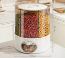 Axyaa Rotating Rice & Grain Storage with Measuring Cylinder and Sealed Lid