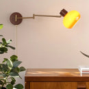 Axyaa Modern Glass Swimg Arm LED Wall Lights Wood Bedside Lamp