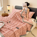 Axyaa Striped Faux Rabbit Fur Blanket: Warm Plush Sofa Throw for Autumn & Winter