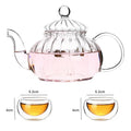 Axyaa 600ml Glass Teapot with Infuser Herbal TeaCup