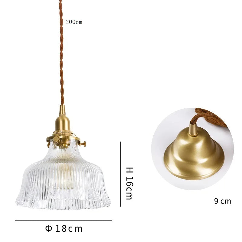 Axyaa Clear Glass LED Pendant Light: Nordic Style Copper Hanging Lamp
