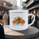 Axyaa Thanksgiving Enamel Mug Pumpkin Soup Harvest Pattern Coffee Cup