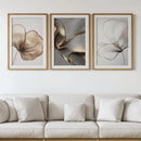 Axyaa Minimalist Floral Canvas Set with Gold Accents