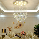 Axyaa Round K9 Crystal LED Ceiling Chandelier for Living Dining Bedroom Decor