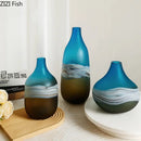 Axyaa Seawater Ripple Glass Vase Hydroponic Flower Pot Desk Decoration Artificial Floral Arrangement