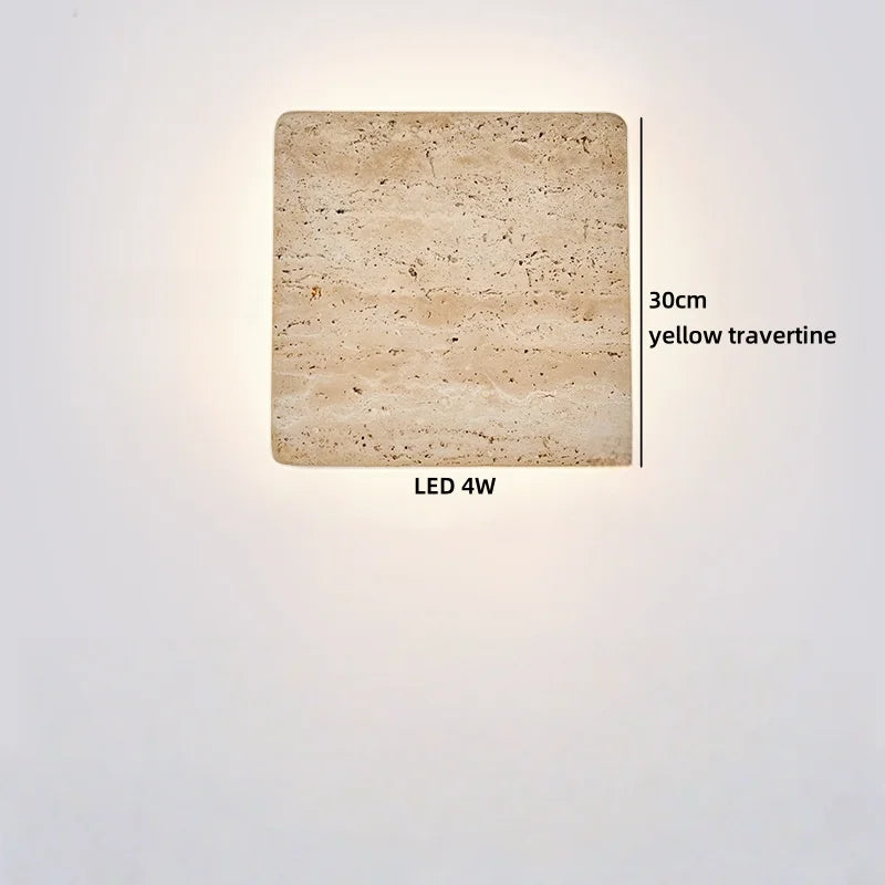 Axyaa Wabi Sabi Indoor LED Wall Sconce Yellow Travertine Stone Bedside Lamp