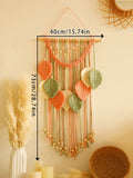 Axyaa Multicolor Leaves Macrame Tapestry with Wooden Beads Wall Hanging