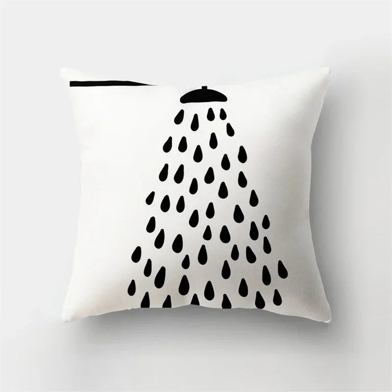 Yellow Black Geometric Cushion Cover - Wave Line Design by Axyaa
