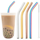 Axyaa Stainless Steel Wide Bent Straw Set with Cleaning Brush