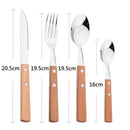 Axyaa Wood Handle Cutlery Set - Stainless Steel Dinnerware Fork Knife Spoon Set
