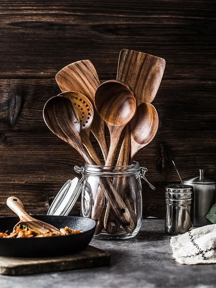 Axya Teak Wood Kitchen Utensil Set