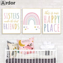 Rainbow Sisters Friends Nursery Wall Art Print for Axyaa Baby Girls Room