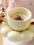 Axya Cloud Ceramic Coffee Cup Set with Coaster - Modern Kitchenware for Home and Office