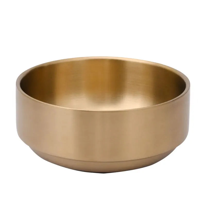 Axyaa Stainless Steel Ramen Bowl Double Layer Fruit Salad Soup Bowls Gold Silver