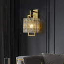 Axyaa Crystal Copper Square Wall Lamp for Modern Living Room, Bedroom, and Hallway