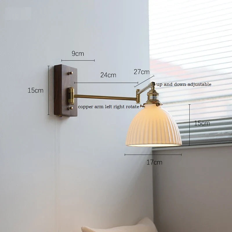 Axyaa Wood Canopy LED Wall Lamp with Pull Chain Switch