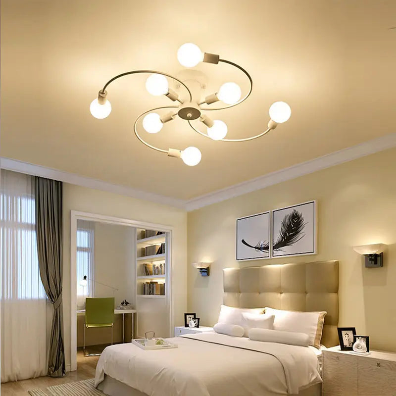 Axyaa Retro Iron Fan Chandelier for Home Living Bedroom Decor