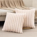 Axyaa Faux Rabbit Fur Cushion Cover | Soft Striped Pillowcase for Sofa Decor