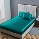 Axyaa Satin Fitted Bed Sheet Set Queen/King Size Luxurious Soft Silky Elastic Bedsheet