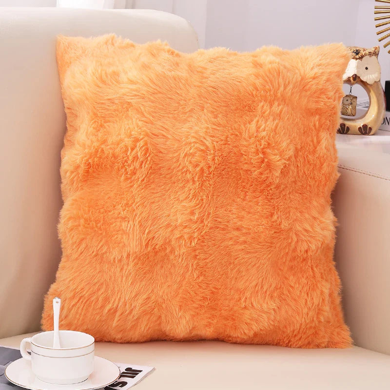 Axyaa Plush Faux Rabbit Fur Throw Pillow Covers