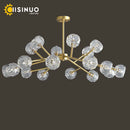 Axyaa Crystal Sphere Chandelier: Adjustable Metal Molecular Ceiling Light for Luxury Ambience