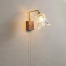 Axyaa Wooden Wall Sconce LED Bedside Lamp Glass Wall Lights Switch