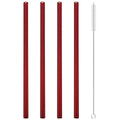 Axyaa Glass Straw Set - Red, Creative, High Borosilicate, with Brush