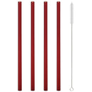 Axyaa Glass Straw Set - Red, Creative, High Borosilicate, with Brush
