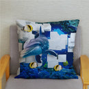 Axyaa Dolphin Ocean Pattern Cushion Cover for Kids Sofa & Home Decor