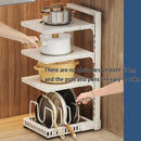 Adjustable Pot Holder with Storage Shelf for Pots, Lids, Pans, and Seasoning Bottles by Axyaa