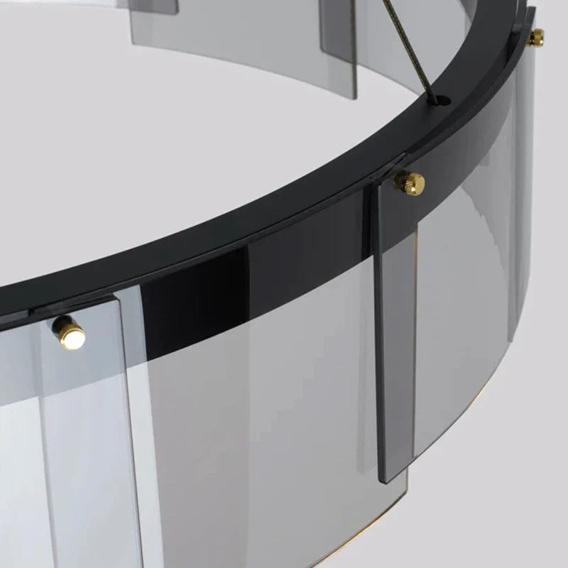 Axyaa Stratos Glass Circle LED Pendant Light: Luxury Ceiling Chandelier for Kitchen Island