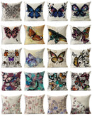 Axyaa Linen Butterfly Cushion Cover 45x45cm - Decorative Pillow Case for Sofa & Bed