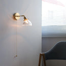 Axyaa Glass Wall Lamp LED Pull Chain E27 Modern Bathroom Mirror Light