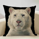 Axyaa Tiger Lion Linen Pillowcase 45x45cm Decorative Cushion Cover for Living Room