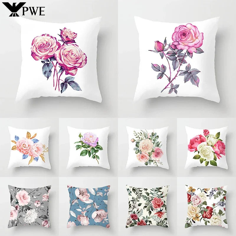 Axyaa Rose Flowers Cushion Cover 45*45cm Home Decor Sofa Car Pillow Cover